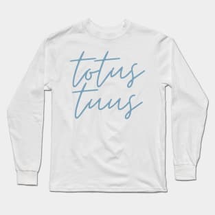 Totus Tuus Light Blue Thin Cursive Long Sleeve T-Shirt